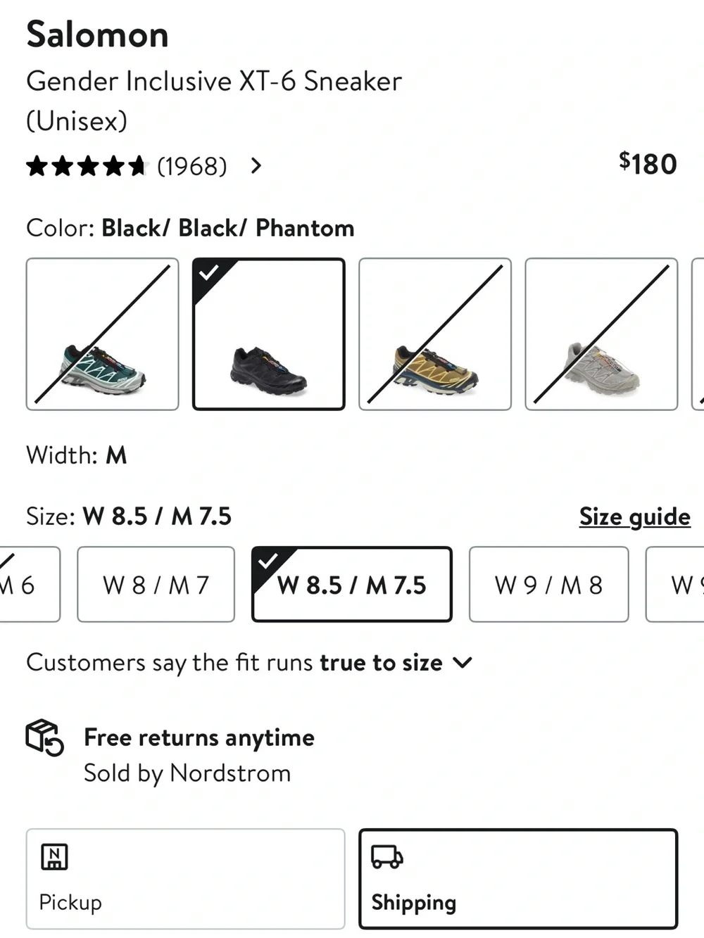 Salomon gender inclusive xt-6 sneaker women’s size 8.5